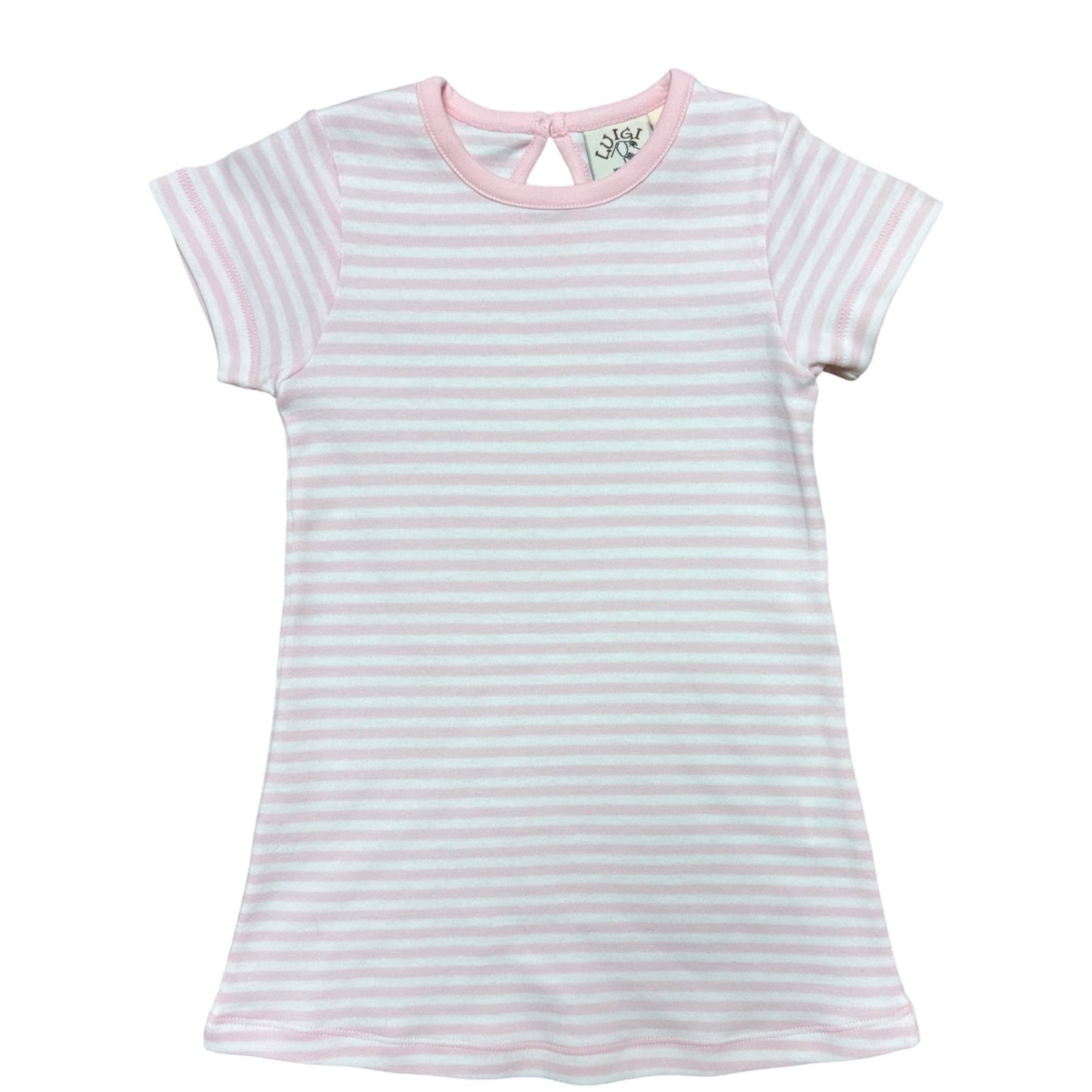 Short Sleeve A-Line Pink Striped Dress