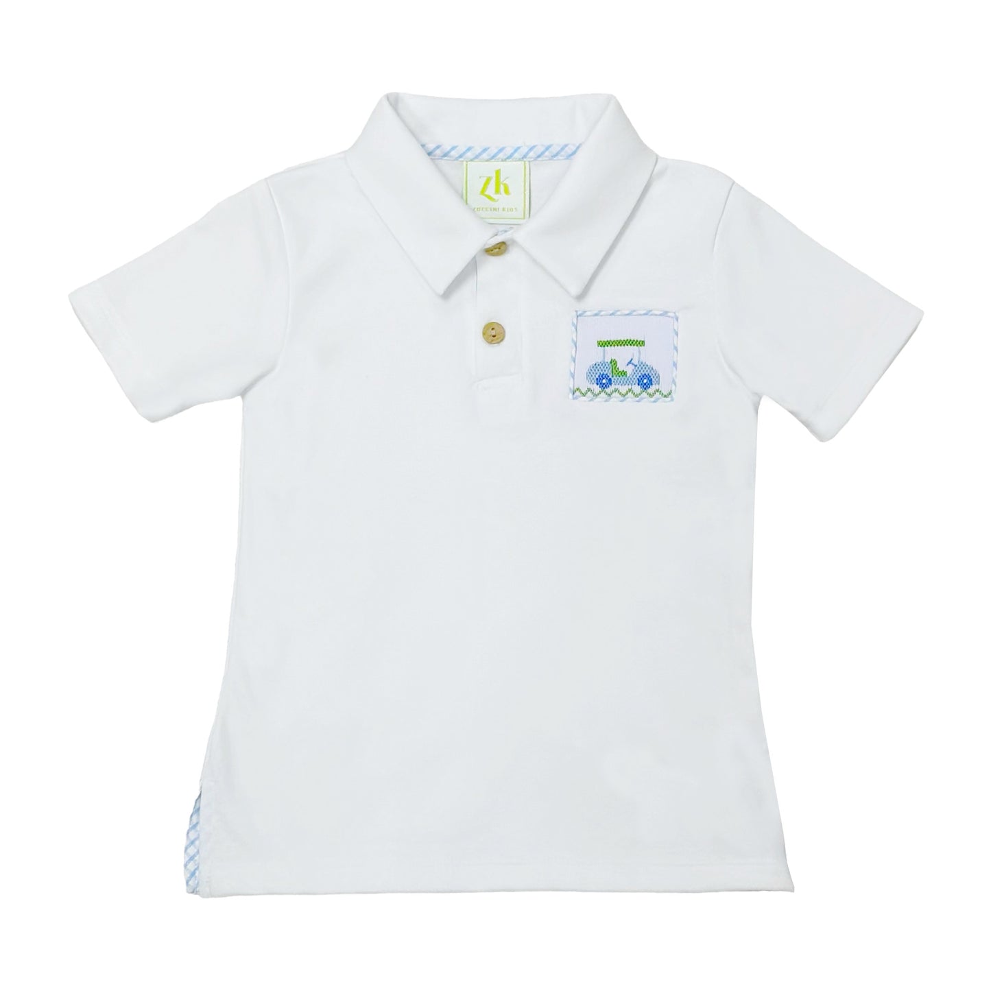 Golf Smocked Ian Polo, White Knit