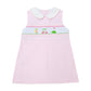 Golf Smocked Louisa Dress, Pink Windowpane Seersucker