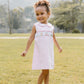 Golf Smocked Louisa Dress, Pink Windowpane Seersucker