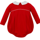 Boy's Red Knit Collared Long Sleeve Bubble