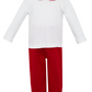 Boy's Red Knit Pants & White Long Sleeve Shirt Set