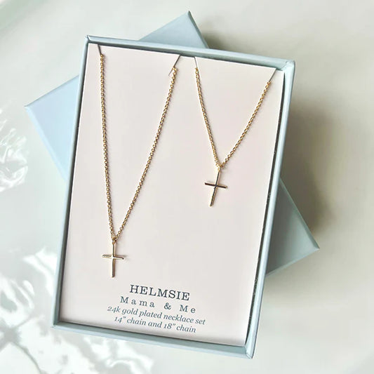 Mama & Me Cross Necklace Set