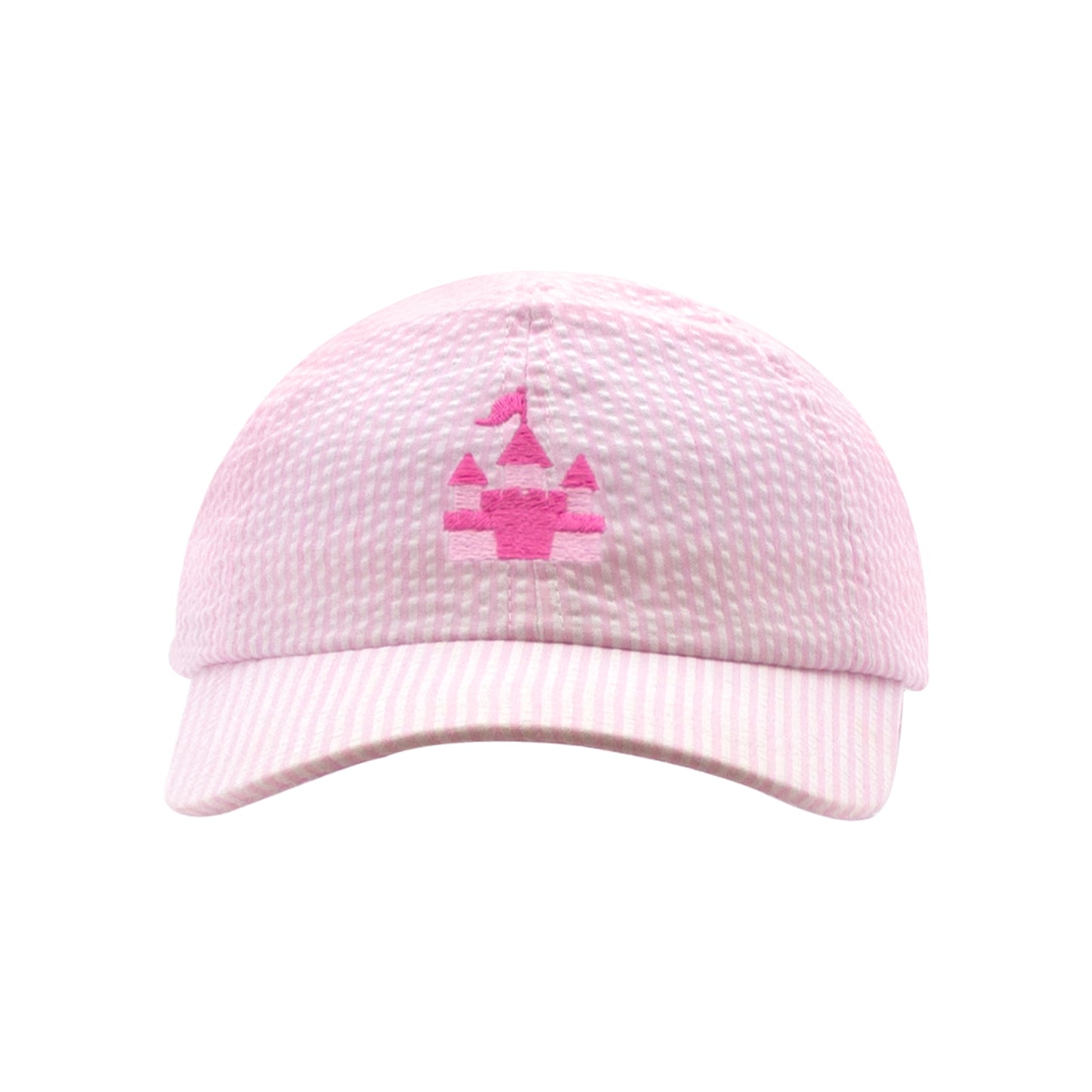 Pink Castle Embroidered Seersucker Baseball Cap