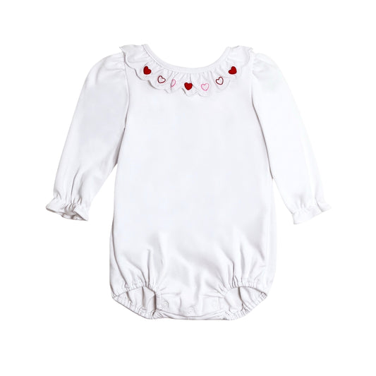 Hearts Scalloped Bubble, White Knit