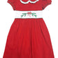 Red Cord Embroidered Greenery Christmas Sash Dress