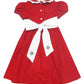 Red Cord Embroidered Greenery Christmas Sash Dress