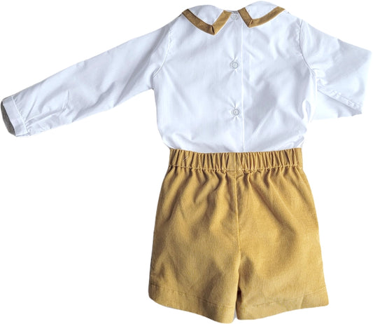 Celine & Lucas Boy's Mustard Corduroy Short Set