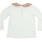 Celine & Lucas Floral Collar Girl's White Knit Top