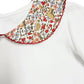 Celine & Lucas Floral Collar Girl's White Knit Top