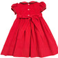 Christmas Time Red Corduroy Smocked Collared Dress