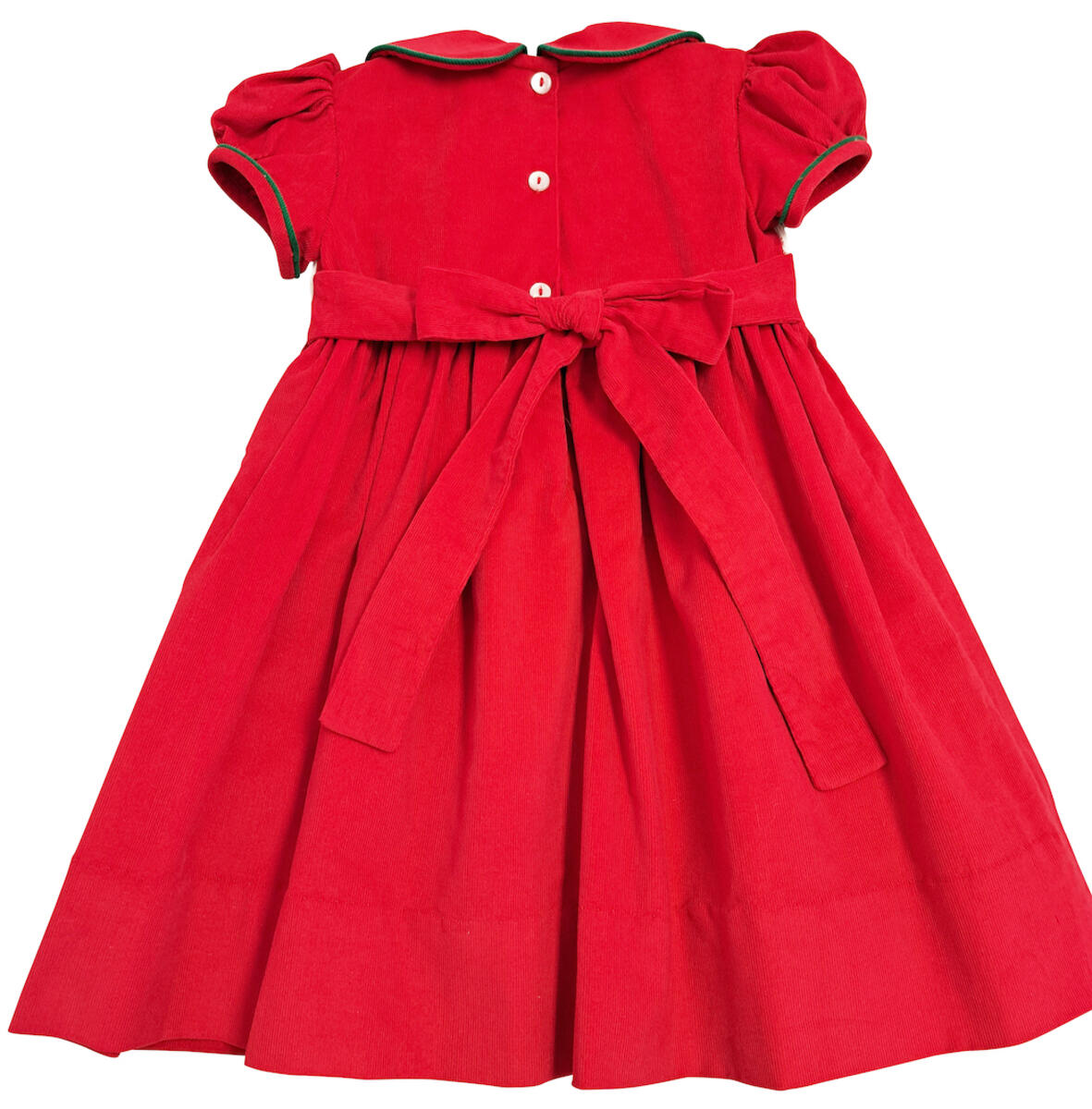 Christmas Time Red Corduroy Smocked Collared Dress