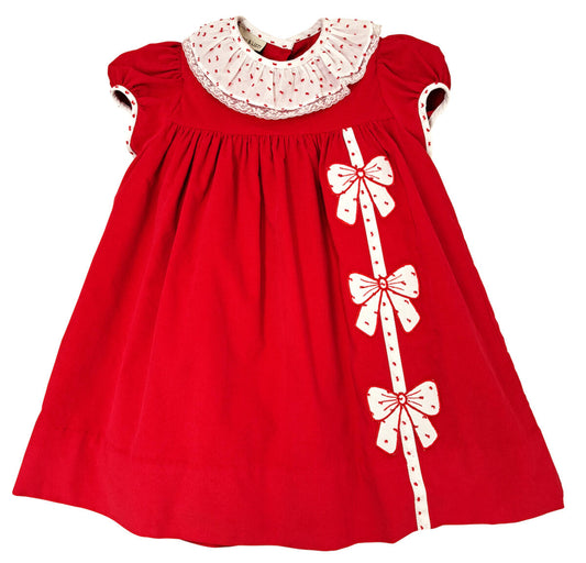 Christmas Red Bows Corduroy Float Dress