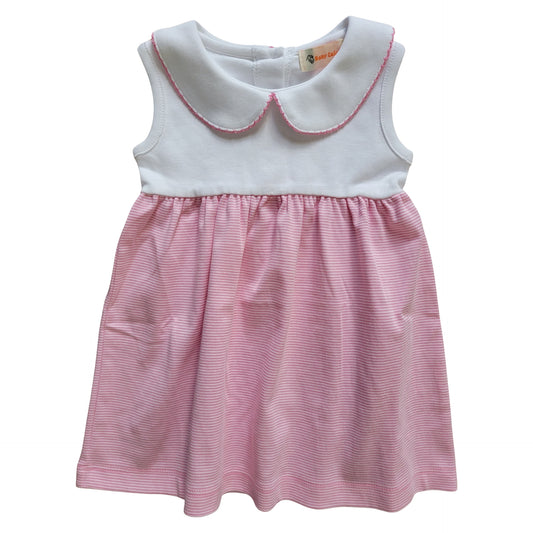 Sleeveless Collared Pink Mini Stripe Dress