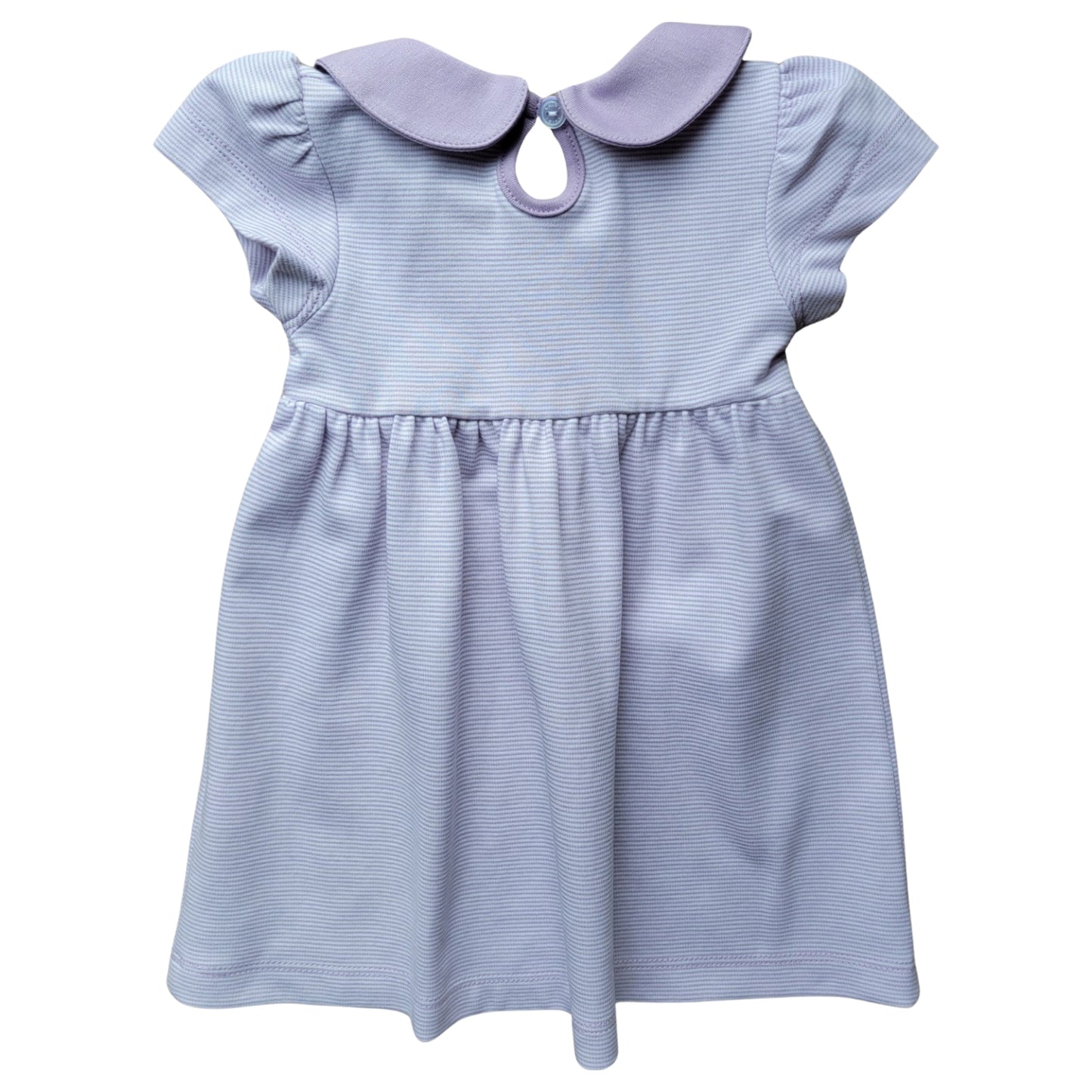 Short Cap Sleeve Collared Dress, Lavender Mini Stripe
