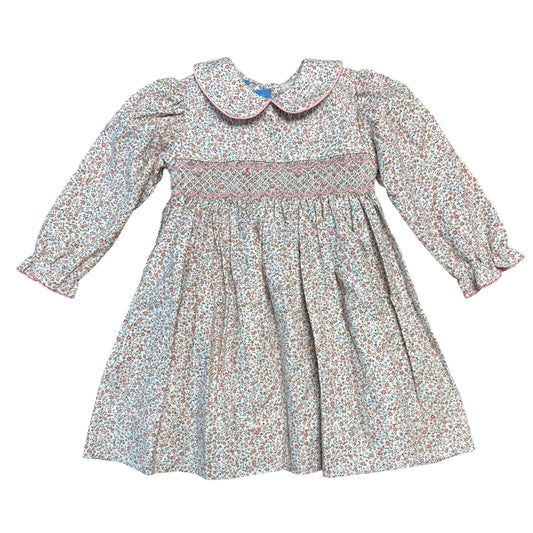 Tiny Liberty Floral Long Sleeve Smocked Collared Dress