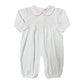 Girl's Everyday Playsuit, White with Lt. Bubblegum Pink Picot Trim