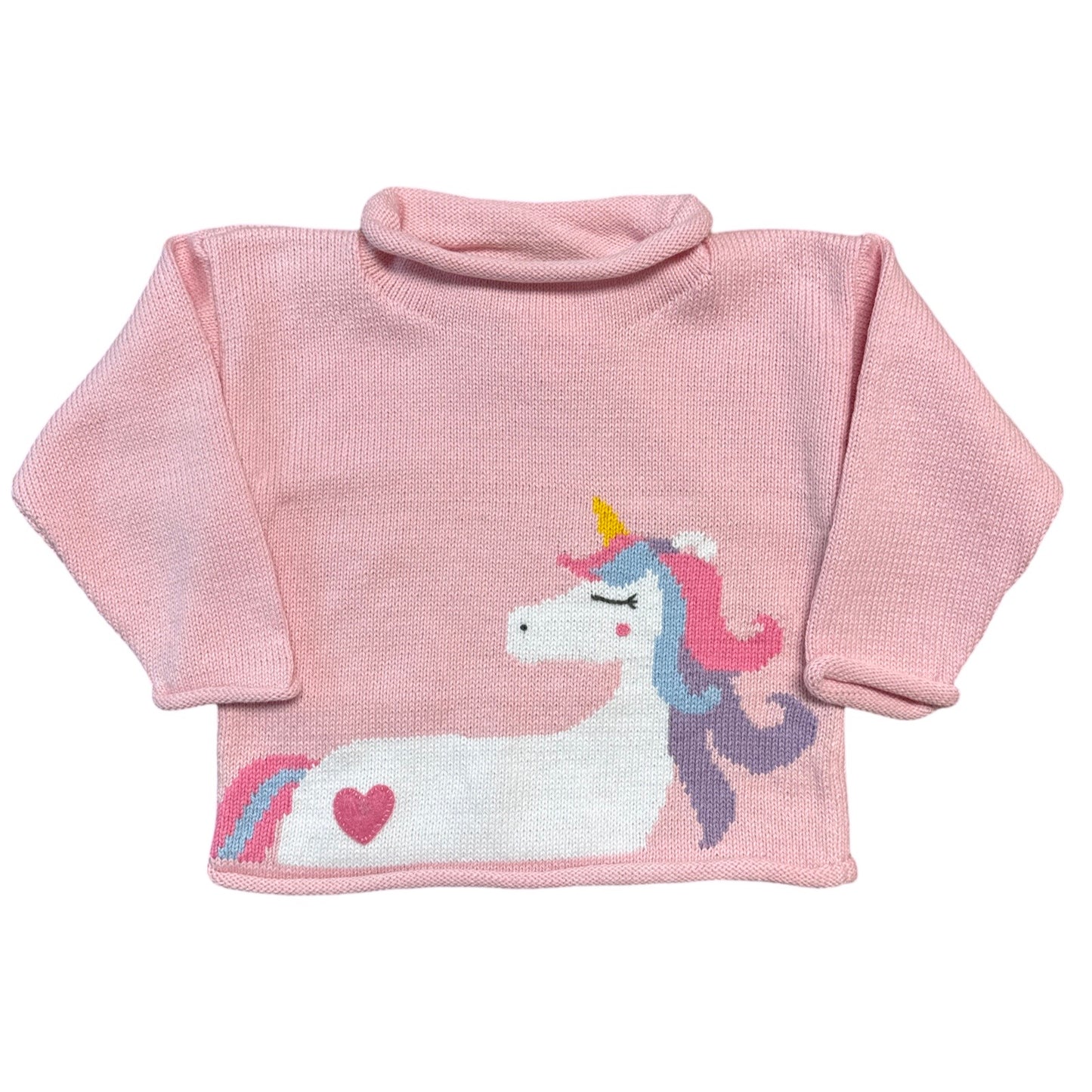 Rollneck Lt. Pink Sweater with Unicorn