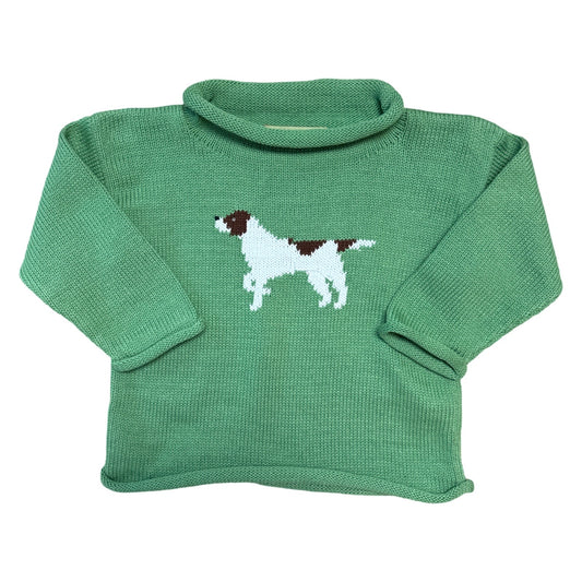 Rollneck Peapod Sweater with Pointer Dog