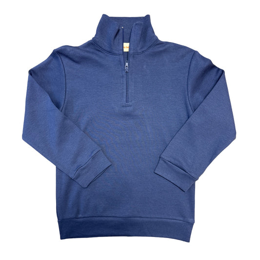 Boy's 1/4 Zip Knit Top, Dark Royal Blue