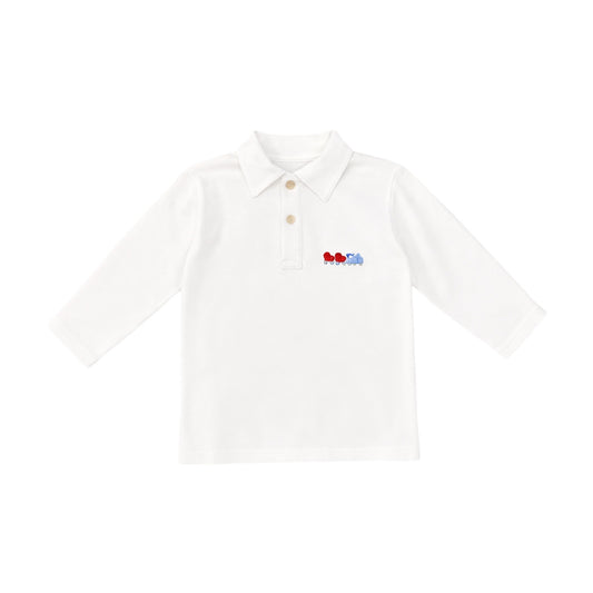 Embroidered Long Sleeve Polo Shirt, All Aboard Love