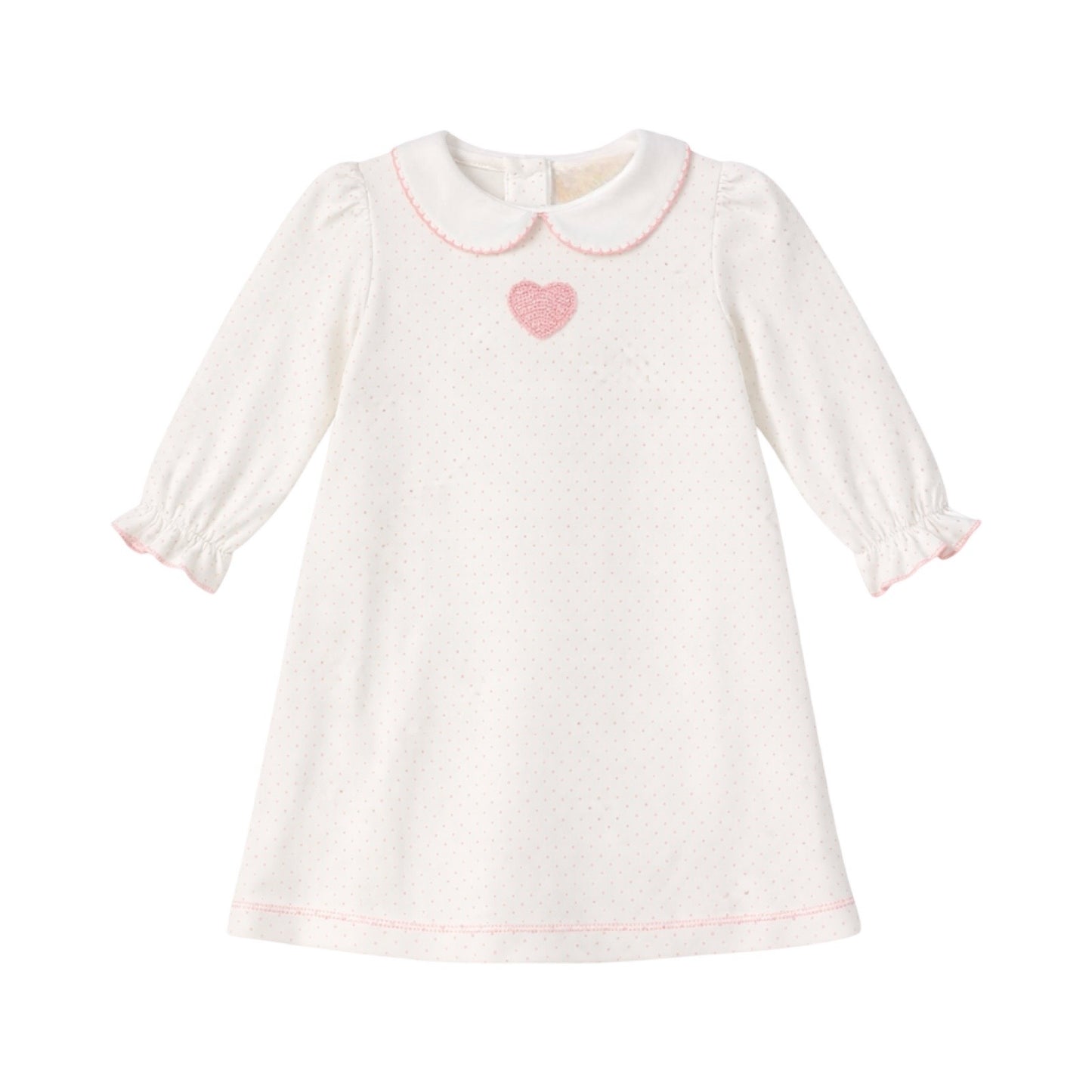 Long Sleeve Polka Dot Dress, Crochet Heart