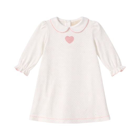 Long Sleeve Polka Dot Dress, Crochet Heart