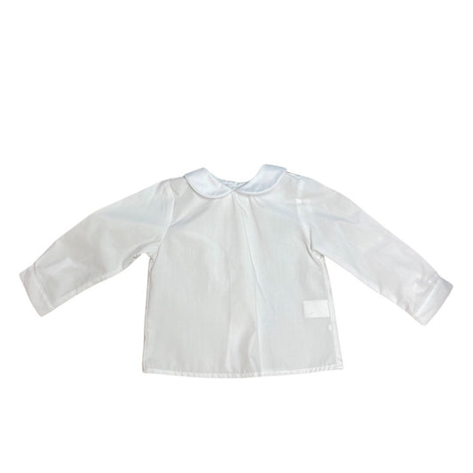Boy's Long Sleeve Collared Shirt, White Piping
