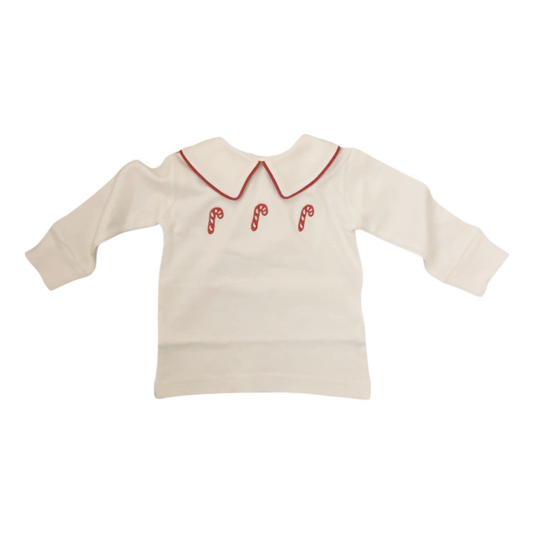 Boy's Long Sleeve Collared Shirt with 3 Candy Canes