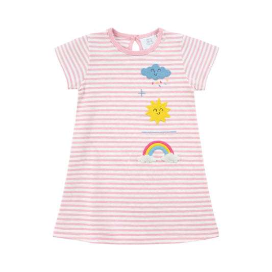Applique Striped T-Shirt Dress, Sunshine