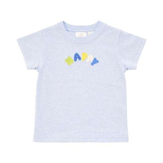 Short Sleeve Applique T-Shirt, Happy