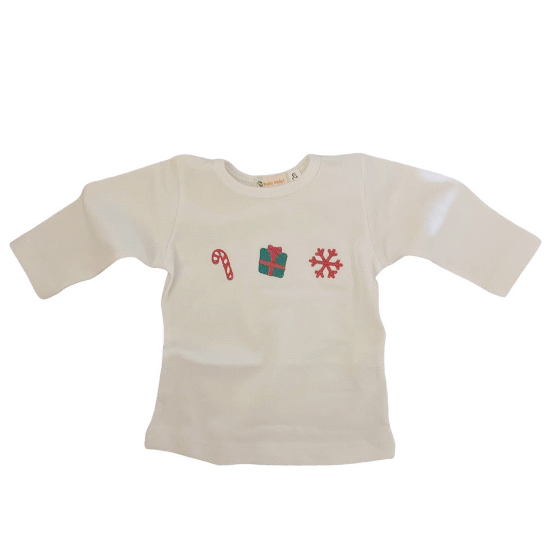 Girl's Long Sleeve Embroidered Holiday Motif T-Shirt