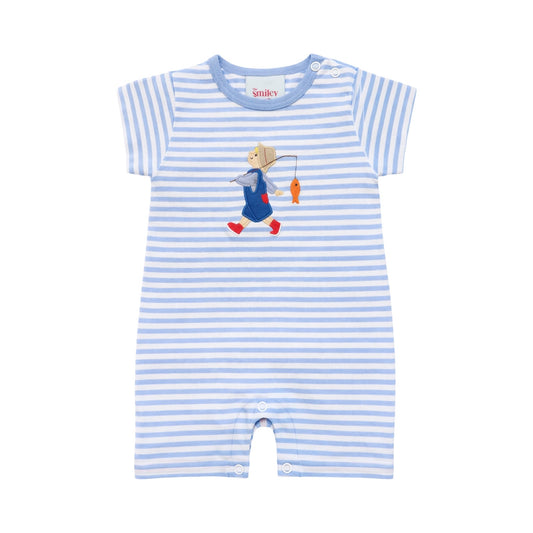 Striped Applique Romper, Off to the Pond