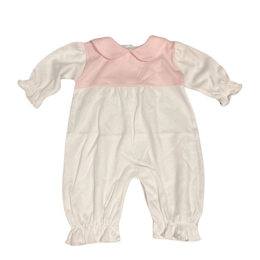 Everyday Peter Pan Playsuit, White with Pink Collar