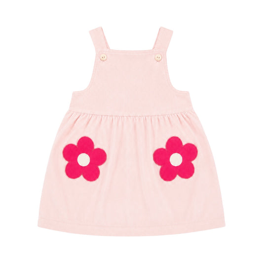 The Posy Pinafore Dress, Pink Flower Pocket