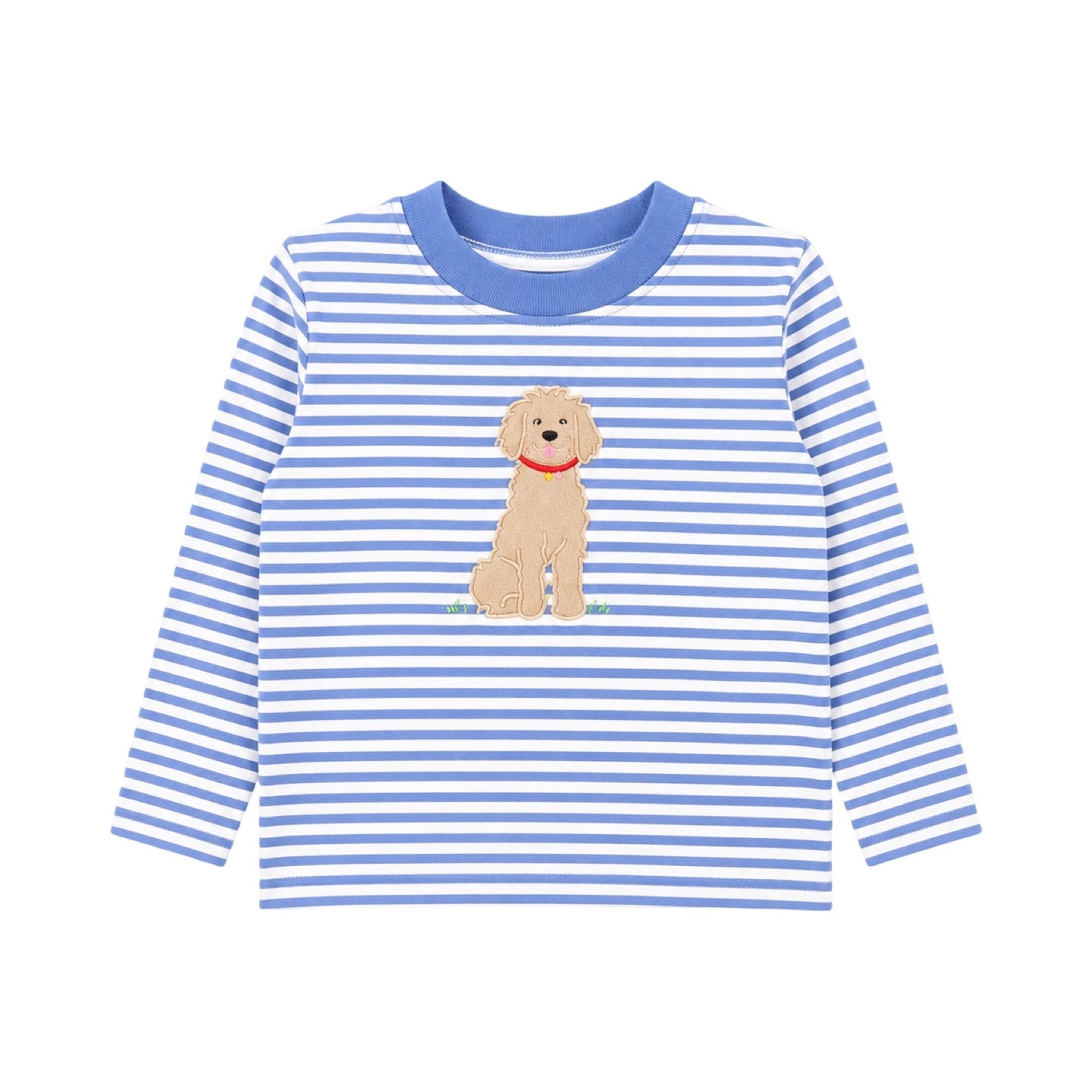 Long Sleeve Striped Applique T-Shirt, Doodle