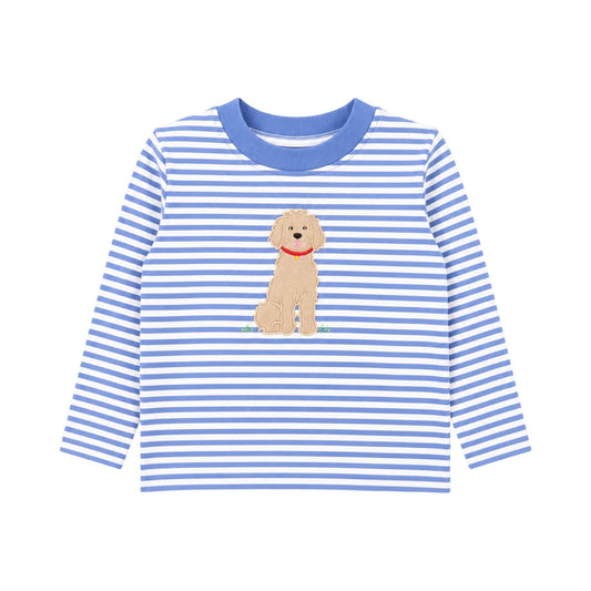 Long Sleeve Striped Applique T-Shirt, Doodle