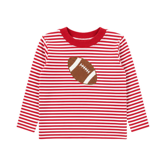 Long Sleeve Striped Applique T-Shirt, Football