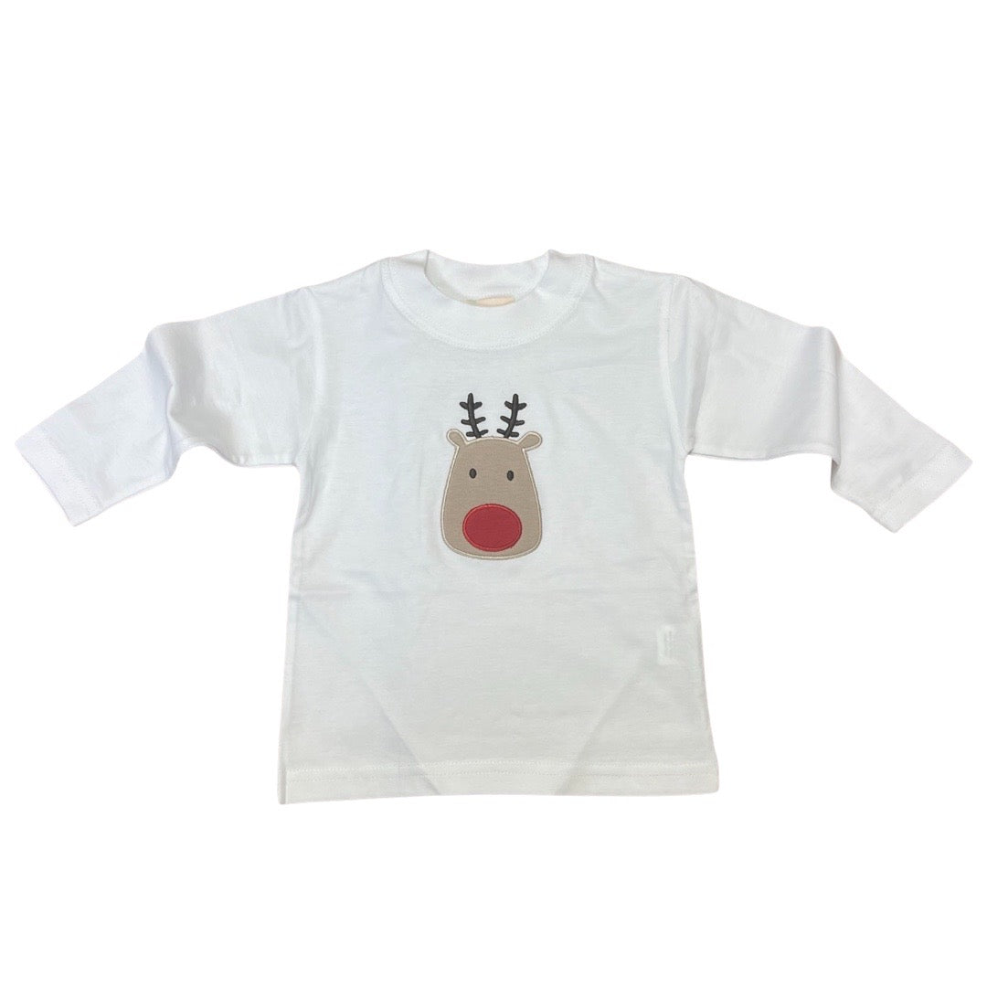 Boy's Long Sleeve Reindeer Applique T-Shirt