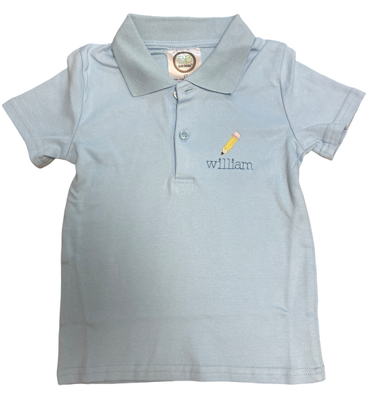 Boy's Short Sleeve Polo Shirt, Light Blue