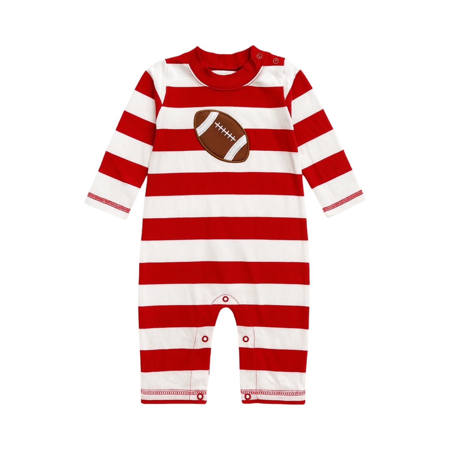 Boy's Long Sleeve Red Stripe Football Playsuit