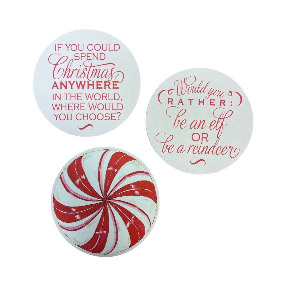 Conversation Coasters, Round Peppermint Candy
