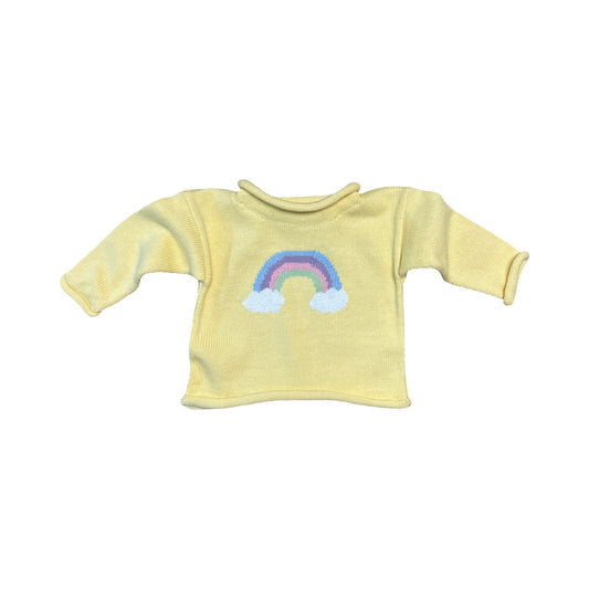 Rollneck Yellow Sweater with Rainbow & Clouds