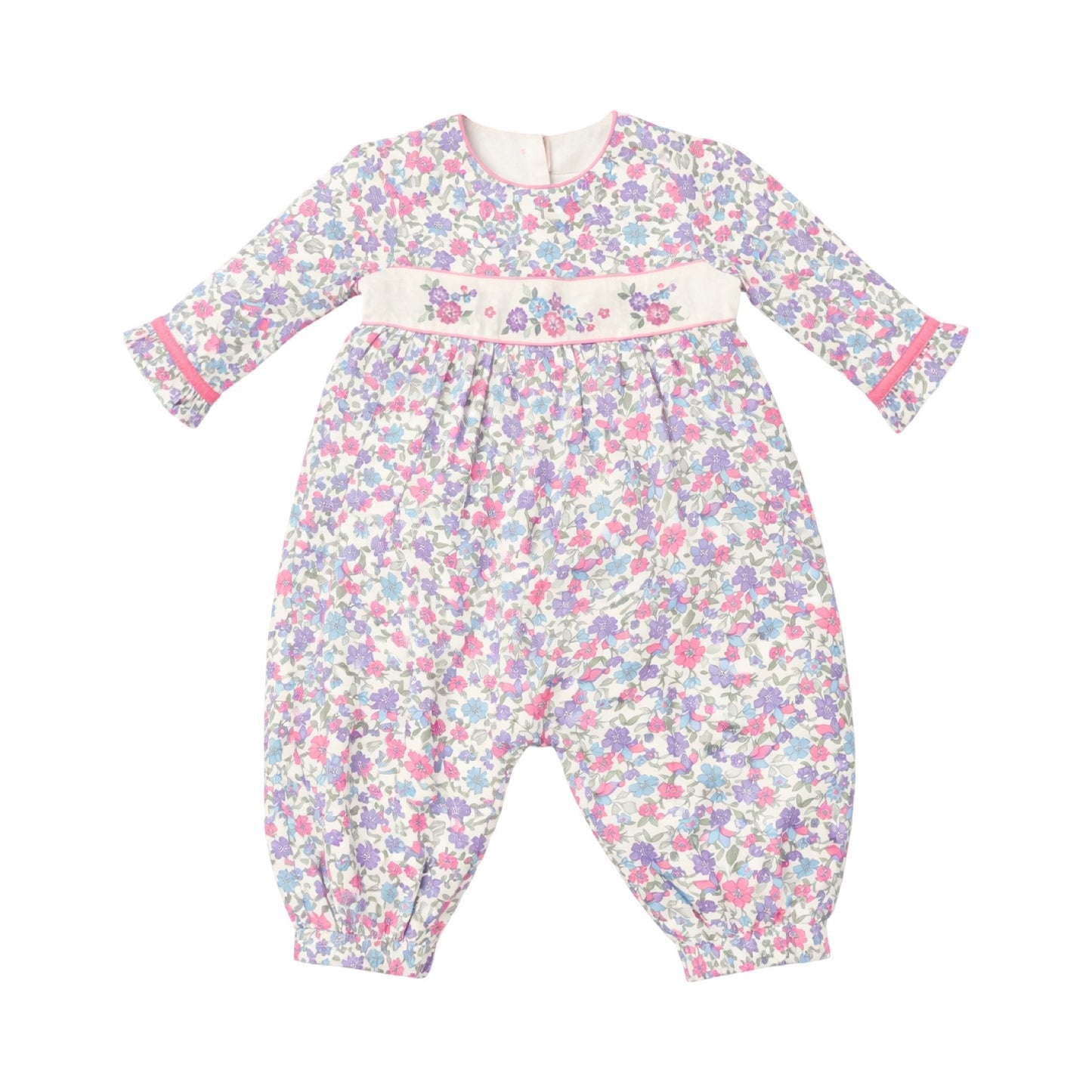 Floral Printed & Embroidered Romper