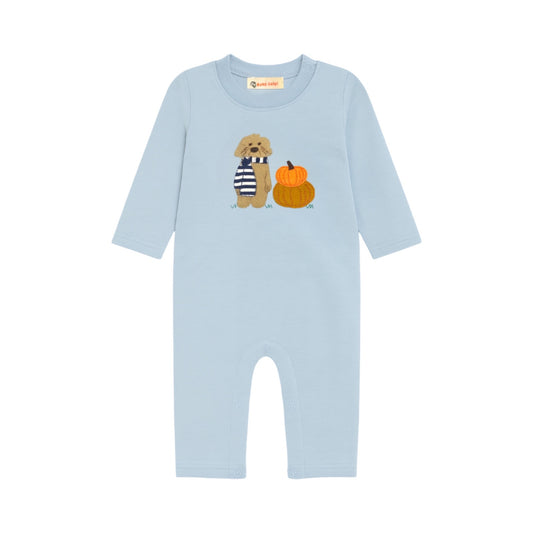 Long Sleeve Applique Romper, Dog & Pumpkin