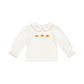 Peter Pan Collared Long Sleeve Top, Candy Corn