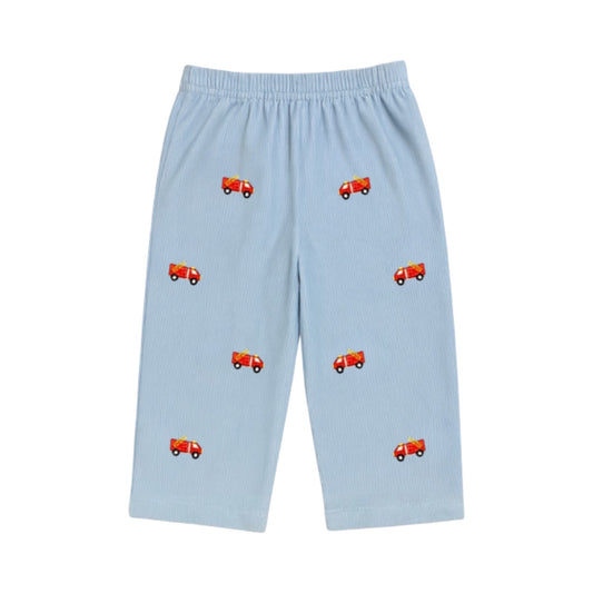 Embroidered Corduroy Pants, Firetruck