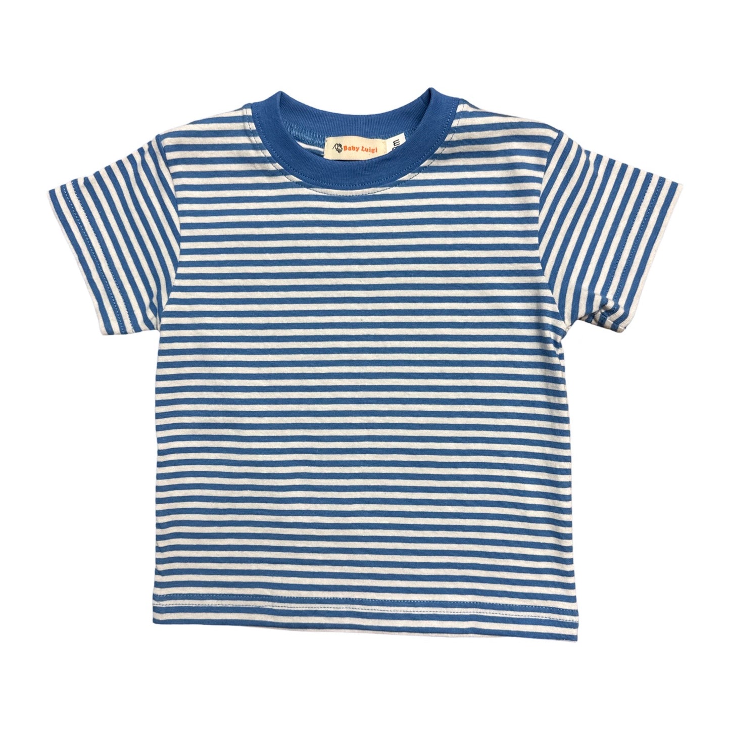 Boy Short Sleeve T-Shirt, Ocean Blue with White Stripe