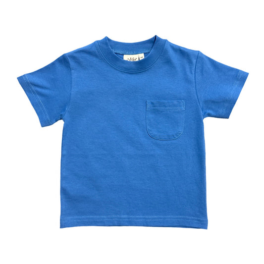 Boy's Short Sleeve Ocean Blue T-Shirt with Pocket