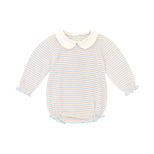 Long Sleeve Striped Collared Bubble